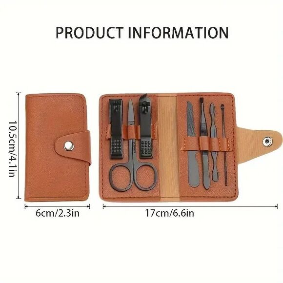 New 7 Pc Pedicure Manicure Set Nail Clipper Cleaner Unisex Kit Case Tools Travel - Picture 4 of 7